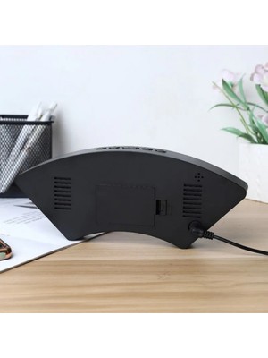 Dekoratif Masaüstü Dijital Saat Kavisli Sıcaklık Tarih Ölçen Şık USB Aynalı LED Işıklı Alarmlı Saat