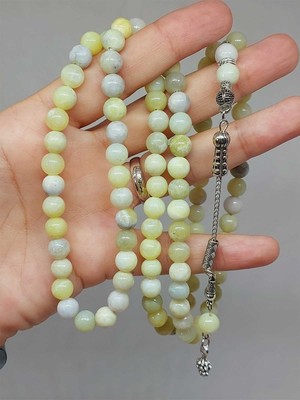 Peridot (Zebercet) Taşı Yeşil-Beyaz Alacalı 99LUK Tesbih 8mm (23115)