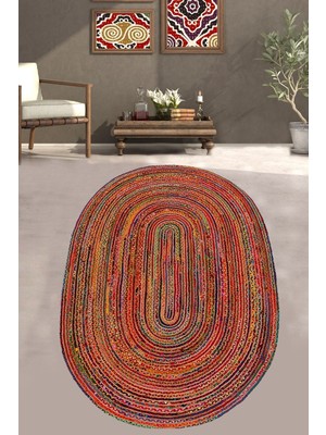 Chilai Home Labyrinth Oval Djt Modern Tasarım Yıkanabilir Halı, Salon Halısı , Dekoratif Halı 80 x 120