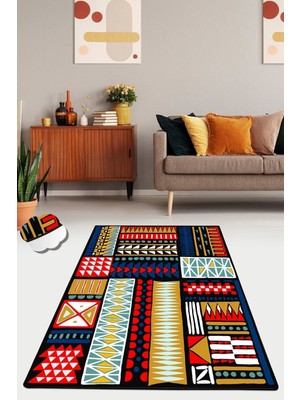 Chilai Home Asimetrik Colorful Dekoratif, Kaymaz Taban, , Yıkanabilir Halı Djt 100 x 300