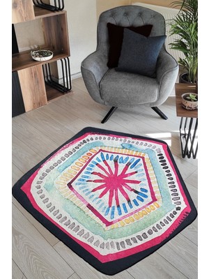 Chilai Home Pentagon Çap Dekoratif Marka Yıkanabilir Kaymaz Taban Halı 160 x 160