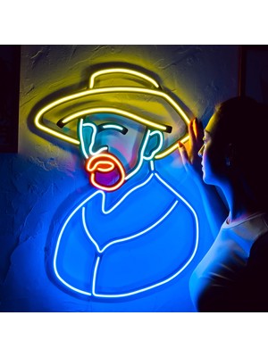 Tol Camp Van Gogh Neon Duvar Dekoru- Metal Üzerine Neon Duvar Tabela | LED Neon Duvar Süsü | 46 cm x 64 cm