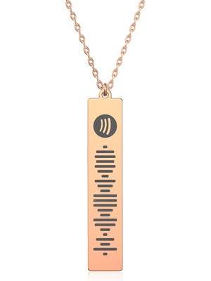 Spotify Şarkı Barkodlu Gümüş Kolye