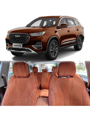 Bod Chery Tiggo 8 Pro Max Araca Özel Koltuk Kılıfı Koruyucu Luvi Serisi 2024-Sonrası Taba