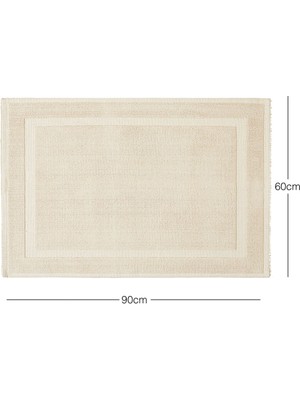 Ocean Home Textile Yıkanabilir Pamuklu Ekru Renk Banyo Paspası 60 x 90 cm