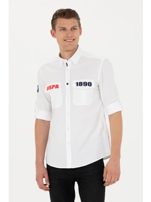 U.S. Polo Assn. Erkek Beyaz Gömlek Desenli 50272289-VR013