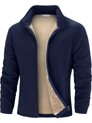 Ghassy Co. Erkek Ultra Isı Peluş Astarlı Cepli Tam Fermuarlı Polar Ceket
