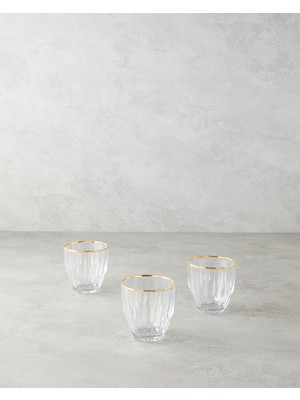 English Home Mirage Cam 3'lü Bardak 275 ml Şeffaf-Gold