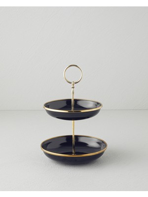 English Home Petite Emaye Katlı Servis 14X16 cm Siyah