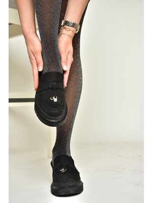 Fox Shoes T294882202 Siyah Süet Makosen Kadın Ayakkabı