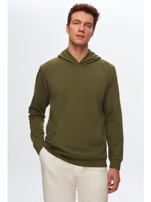 D'S Damat Relaxed Fit Haki Pamuklu Logo Baskılı Sweatshirt 8HCE2ORT01001