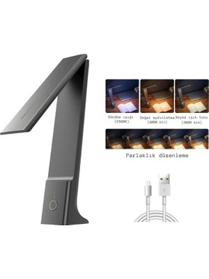 Şarjlı Dokunmatik Ledli Okuma Çalışma Masa Lambası Dekoratif Masa Lambası