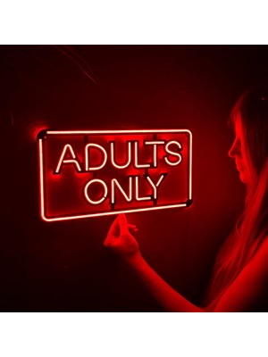 Adults Only Neon Duvar Dekoru | Kırmızı Led, Metal Üzerine Neon Tabela | 41 cm x 22,5 cm