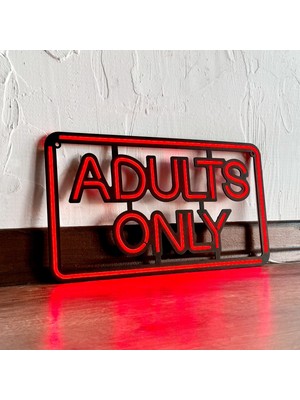 Adults Only Neon Duvar Dekoru | Kırmızı Led, Metal Üzerine Neon Tabela | 41 cm x 22,5 cm