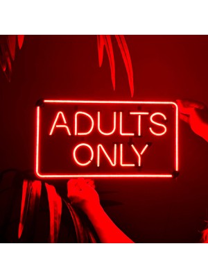 Adults Only Neon Duvar Dekoru | Kırmızı Led, Metal Üzerine Neon Tabela | 41 cm x 22,5 cm