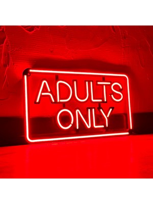 Adults Only Neon Duvar Dekoru | Kırmızı Led, Metal Üzerine Neon Tabela | 41 cm x 22,5 cm