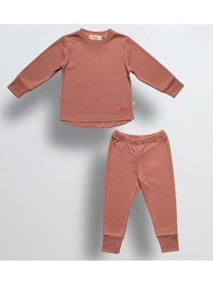 Tiffany Uzun Kollu Kışlık Sıcak Tutan Bebek Çocuk Termal Pijama Takımı Pembe