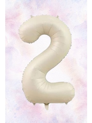 Atölye Mi Retro Krem 2 Yaş Balonu Krem Rakam Folyo Balon 80CM