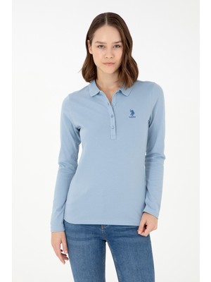 U.S. Polo Assn. Kadın Açık Mavi Basic Polo Yaka Sweatshirt 50297906-VR003