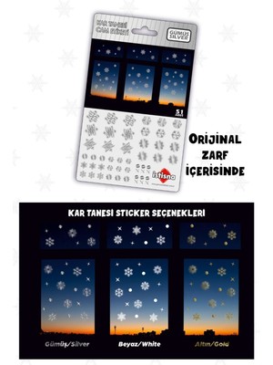 Tüm Yüzeylere Uygun 51 Adet Yılbaşı Kar Taneleri Cam Sticker Yeni Yıl Kış Temalı Kar Taneleri