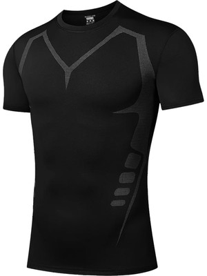 Ghassy Co. Erkek Ultra Esnek Koşu Egzersiz Hızlı Kuruma Nefes Alabilen Kısa Kollu Spor T-Shirt