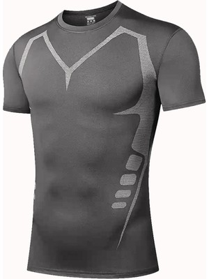 Ghassy Co. Erkek Ultra Esnek Koşu Egzersiz Hızlı Kuruma Nefes Alabilen Kısa Kollu Spor T-Shirt
