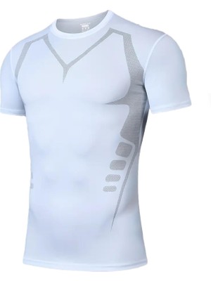 Ghassy Co. Erkek Ultra Esnek Koşu Egzersiz Hızlı Kuruma Nefes Alabilen Kısa Kollu Spor T-Shirt