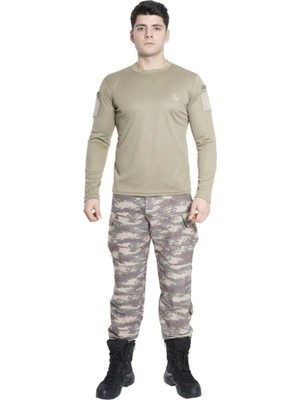 Askeri Malzemelerim Vogel Tactical Uzun Kollu Yakasız Bej Taktik Tshirt