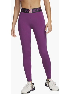 Nike Training Pro Dri Fit Grappic Mid Rise Leggings Purple Toparlaycı Kadın Antrenman Taytı Mor