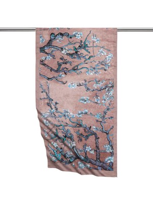 Koyu Pudra Badem Çiçeği Ipeksi Fular