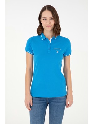 U.S. Polo Assn. Kadın Saks Polo Yaka Tişört 50280039-VR045