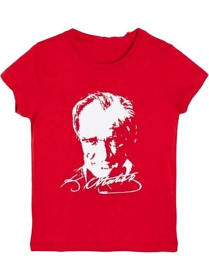 Okul Dükkanım Atatürk Baskılı Kırmızı Tişört