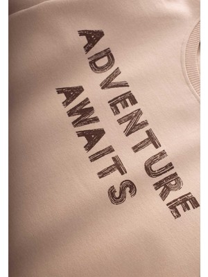 Cigit Adventure Baskılı Sweatshirt 210 Yaş Bej