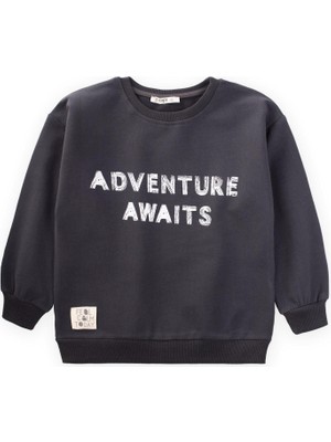 Cigit Adventure Baskılı Sweatshirt 2-10 Yaş Antrasit