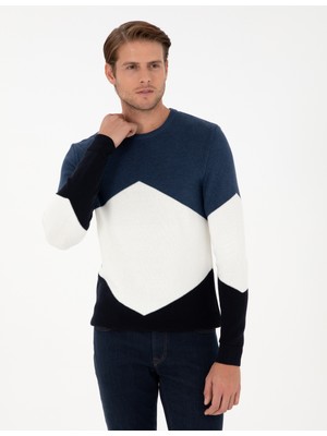 Pierre Cardin Erkek İndigo Slim Fit Bisiklet Yaka Triko Kazak 50296437-VR028