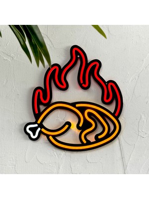 Tol Camp Kızarmış Tavuk (Fried Chicken) Neon Tabela - Metal Üzerine Neon, Kırmızı-Turuncu-Beyaz | 24 cm x 25 cm