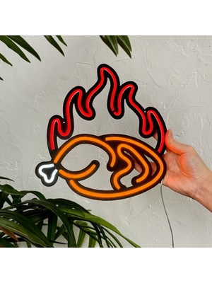 Tol Camp Kızarmış Tavuk (Fried Chicken) Neon Tabela - Metal Üzerine Neon, Kırmızı-Turuncu-Beyaz | 24 cm x 25 cm