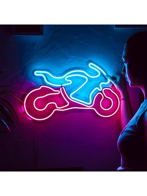 Motosiklet Neon Dekor ile Şehir Tarzınızı Yansıtın, Metal Üzerine Neon Dekor | 51 cm x 30 cm