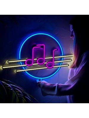 Tol Camp Solfeggio Neon Duvar Dekoru, Modern Bir Dokunuş, Şık Metal Üzerine Neon Tabela | Müzik | 66 cm x 42 cm