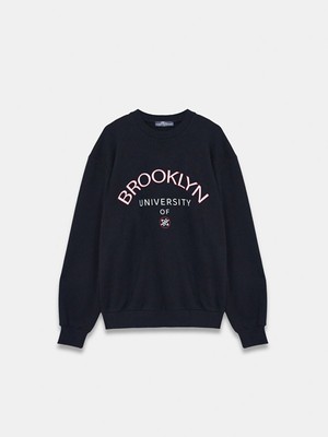 Ltb Baskılı Sıfır Yaka Uzun Kollu Relaxed Fit Siyah Sweatshırt