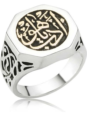 Stil Love Gümüş Edeb Ya Hu Erkek Yüzük