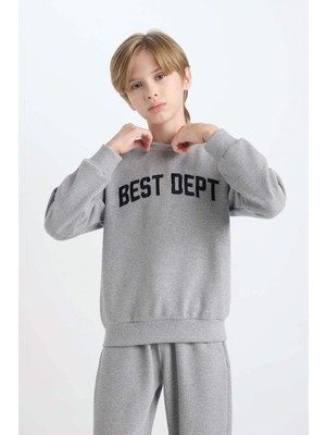 DeFacto Erkek Çocuk 2'li Takım Bisiklet Yaka Baskılı Sweatshirt Eşofman Altı D4744A824WN