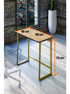 Orlantha Çok Amaçlı Çalışma Masası Bilgisayar Masası Çizim Masası Ofis Masası Çam Tabla Gold Ayak