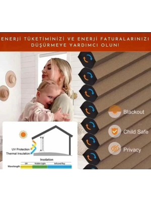 Honeycomb (Bal Peteği) Açık Gri Renk %100 Karartma ve Isı Yalıtımlı Plise Perde