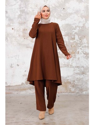 İlkimay Seyal Tunik Pantolon Bürümcük Takım 1252 - Kahve