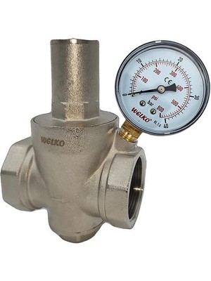 Welko 1.1/2" Basınç Düşürücü Basınç Regülatörü Manometreli 16 Bar