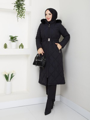 Günay Kadın Kemerli Astarlı Genç Kaşe Kaban