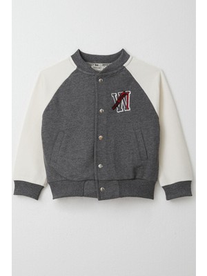 Breeze Erkek Çocuk College Ceket Harf Nakışlı Çıtçıtlı 3-7 Yaş, Koyu Gri Melanj