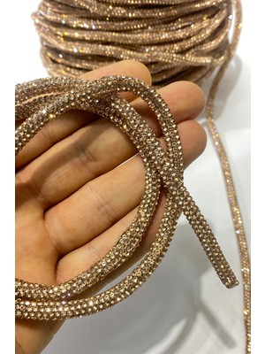 Rose Rengi Full Taşlı Boru Şerit Aplik