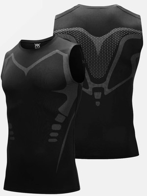 Ghassy Co. Erkek Fitness Hızlı Kuruma Nefes Alabilen Çapraz Daraltma Tipi Kolsuz Spor T-Shirt